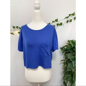 forever 21 small blue short sleeve crop top